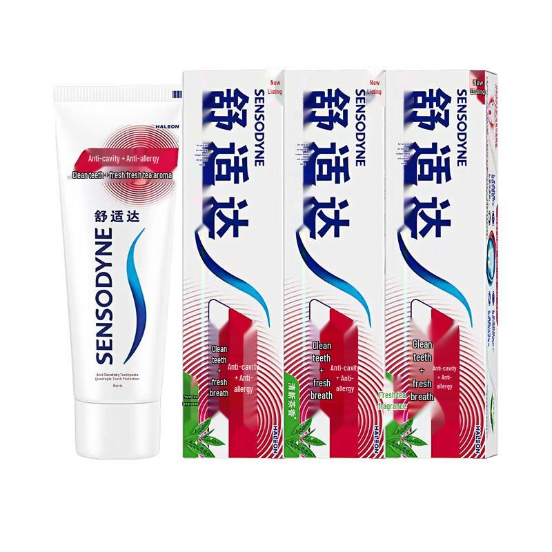 Sensodyne Anti-Cavity & Anti-Sensitivity Toothpaste, Fresh Tea Flavor, 3-Pack