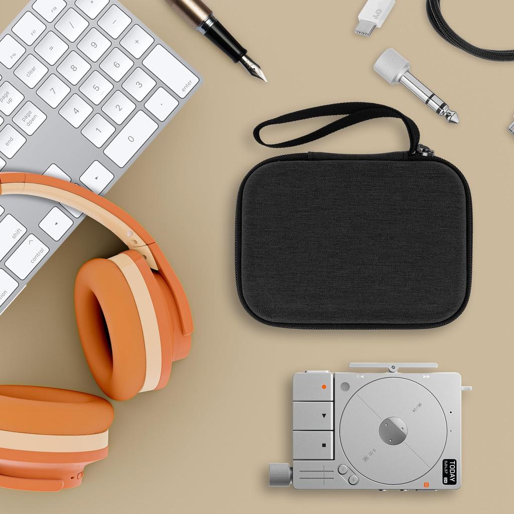 Geekria Audio Interface Carrying Case Compatible with Teenage Engineering EVA Hardshell Portable Travel Bag TP-7, (Dark Gray)