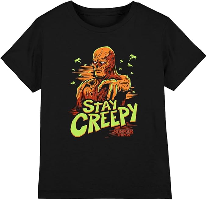 Stranger Things Unisex Children s Vecna Stay Creepy Kids, Black T-Shirt, Black, 12-13 Years 100
