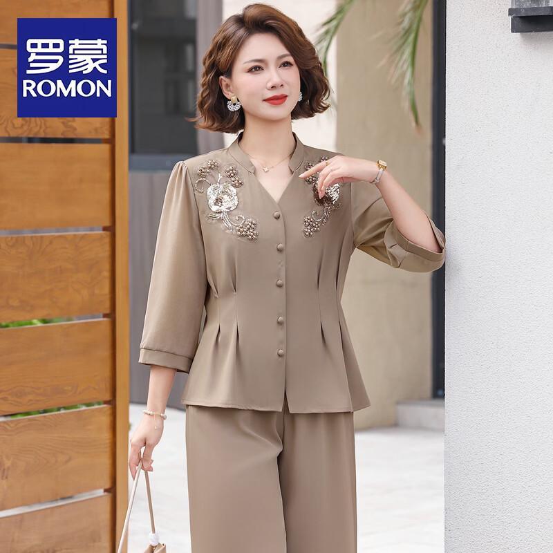 Women s Elegant Summer Short-Sleeve Two-Piece Set 4XL
