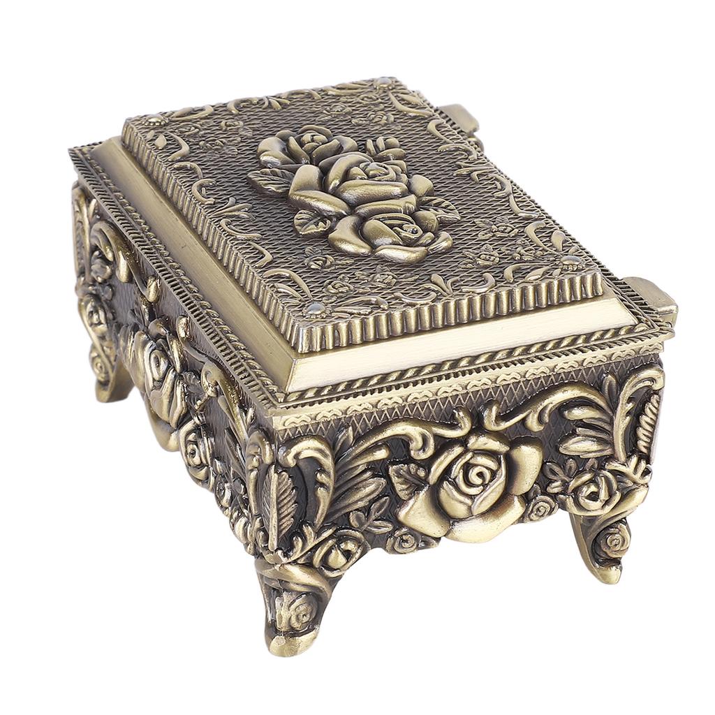 Vintage Jewelry Storage Box Alloy Decorative Large Capacity Jewelry Box for rrings Rings