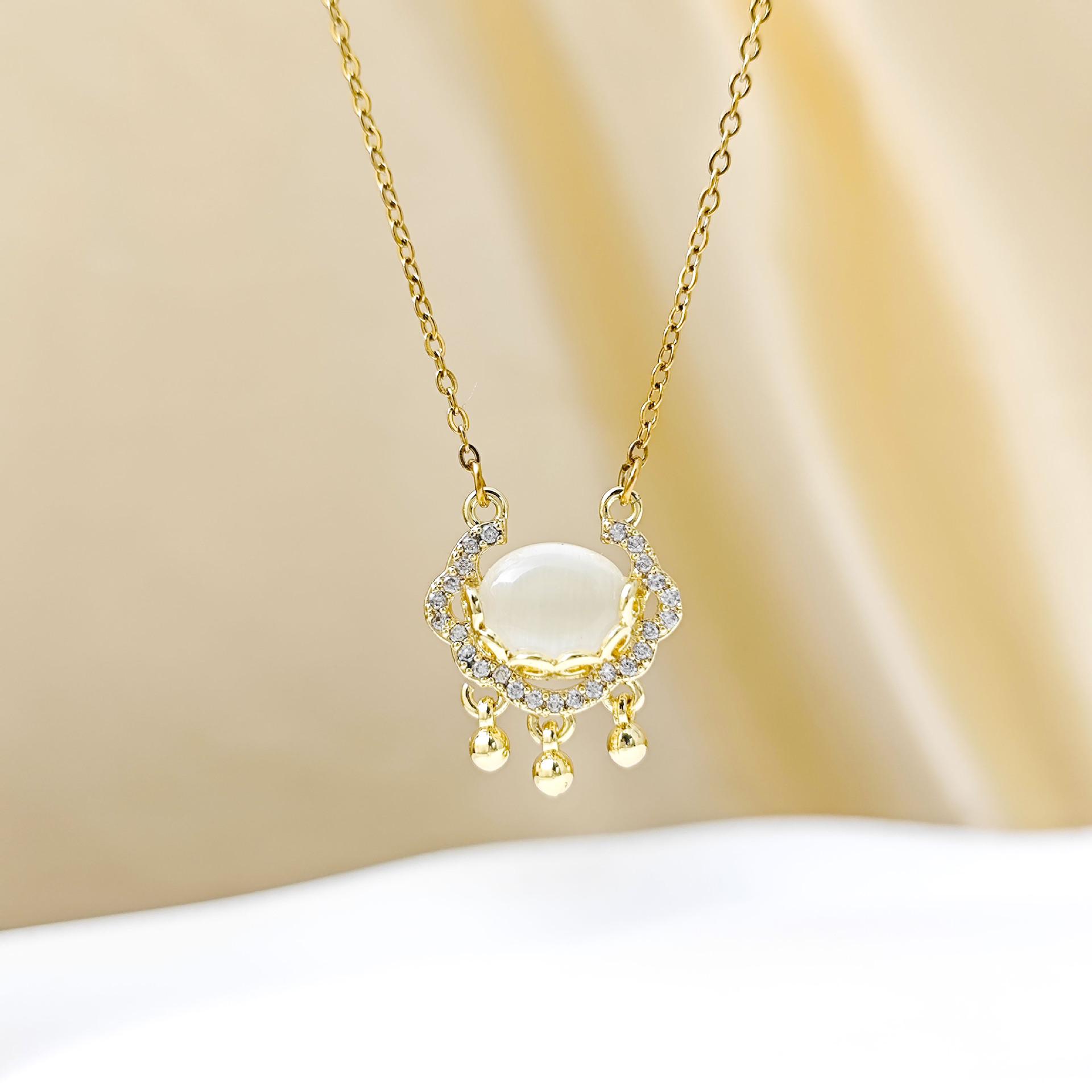White Agate Ruyi Peace Lock Necklace - Ethnic Style Luxury Jewelry for Women