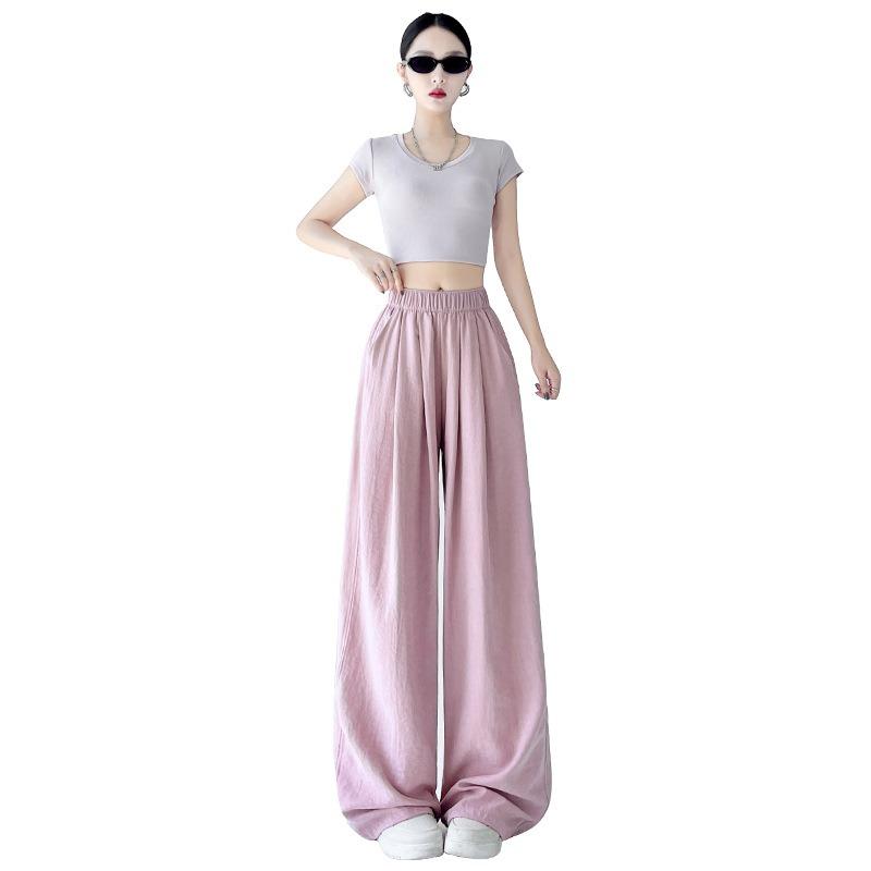 Pink Texture Wide-leg Pants Milk Fu Yamamoto Small Man High Waist Straight Tube Shows Height and Thinness Paper Walking Cloud Pants