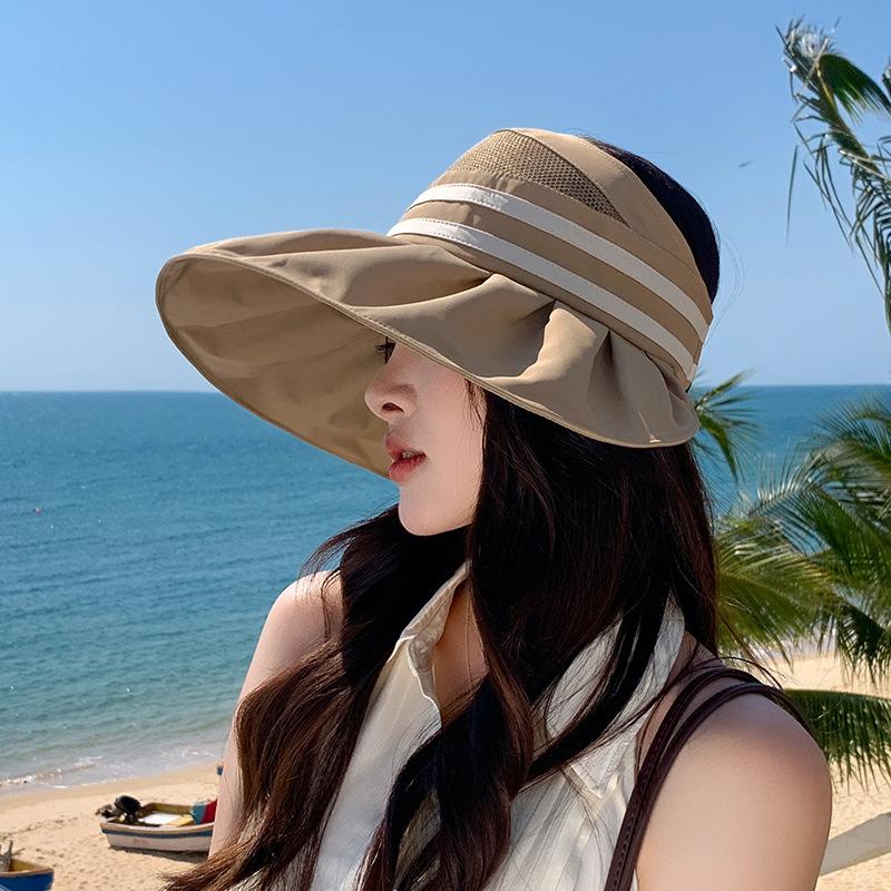 Big eaves empty top sun hat hat women's UV protection versatile face cover sun protection hat outdoor travel show washbasin hat