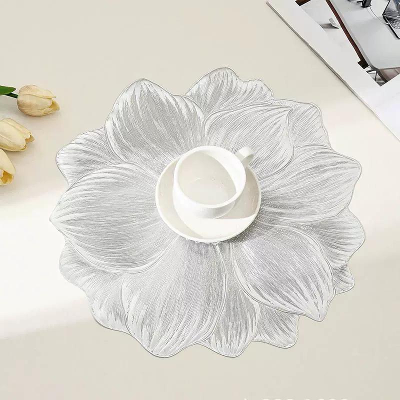 Light Luxury Lotus Shape Non-slip Placemat Bowl Mat Coaster Thermal Insulation Mat Thickened Hotel Household Washable Placemat