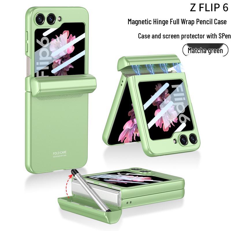 Samsung Z Flip6 Magnetic Pen Case: Stylish Holder with Foldable Screen Protection and Durable Hard Shell