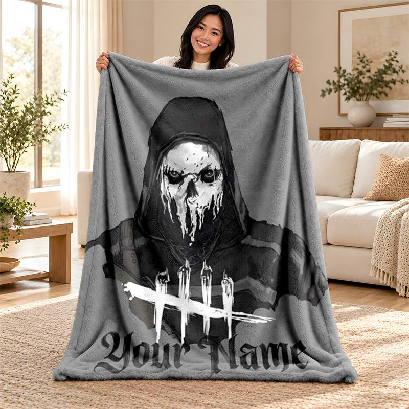 Dead by Daylight Custom Name Fleece Blanket Personalized Soft Cozy Throw Blanket Customized Gift for Birthday Christmas