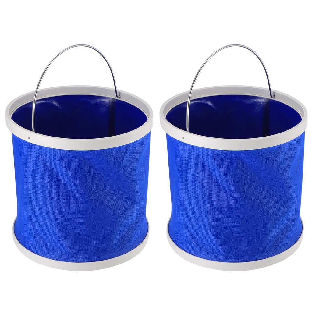 2Pcs Blue 9L Collapsible Bucket Portable Folding Bucket Water Container for Camping Hiking