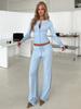 Completo Maglia Cardigan e Pantaloni Punto Croce Slim Fit Primavera Inizio 2026