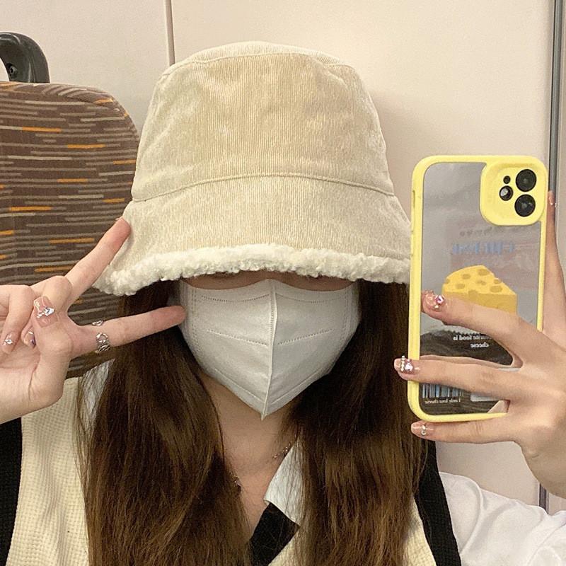 Warm Chic Lamb Wool Bucket Hat For Winter Women Stylish Cozy Fuzzy Cute Hat Fisherman