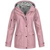 Damenmode Einfarbige Kapuzenjacke Locker Lässig Wasserdicht Outdoor Jacke Leichter Windbreaker Regenmantel für Wandern Camping