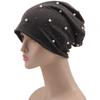 European and American women's autumn and winter new warm brimless hot diamond pearl monochrome pullover hat dome printing outdoor stacking hat