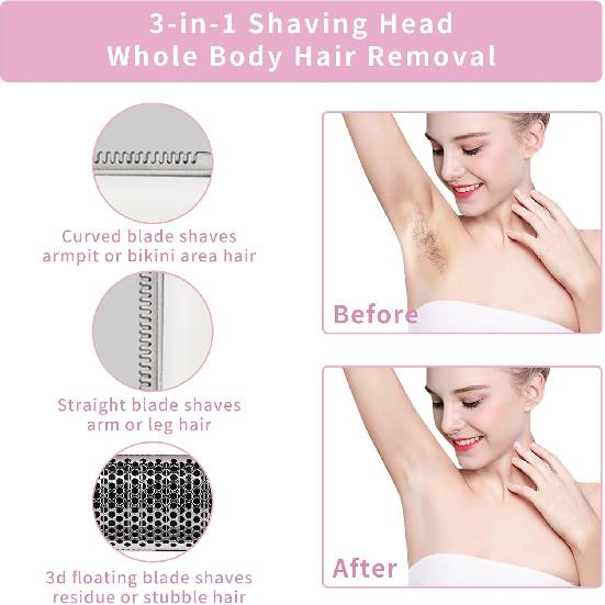 Wet & Dry Electric Razor for Women Men,4 in 1 Rechargeable Led Display Electric Shaver and Facial Hair Remover,Painless Ladies Body Razors for Nose