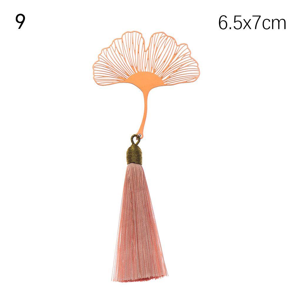 New Rose Gold Apricot Leaf Metal Bookmark Tassel Chinese Style