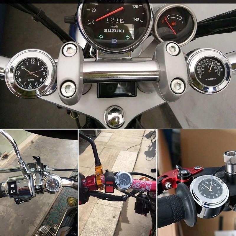 Motorcycle Quartz Clock 7 8 Inch Waterproof Chrome Handlebar Mount Watch Aluminum Luminous