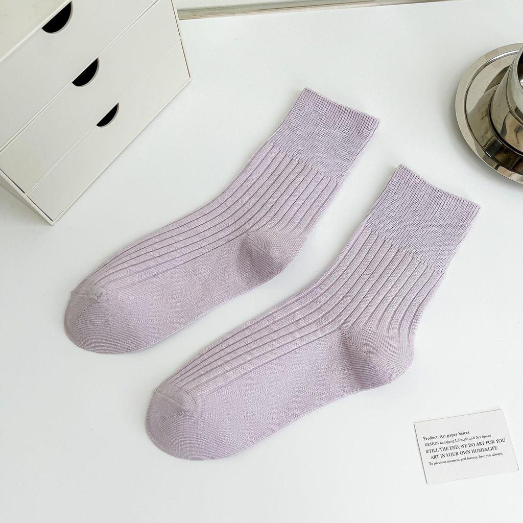 Women's White Long Cotton Mid-Tube Socks - Trendy Japanese-Inspired Summer Style with Loose Fit
