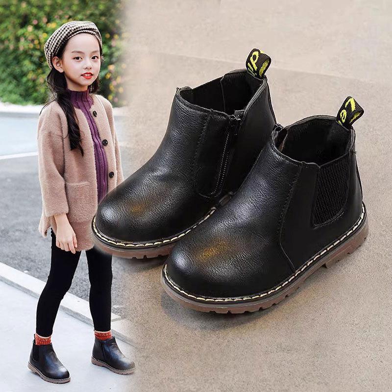 Martin-Stiefel für Kinder: 2025 Herbst/Winter, Schwarze Kurzstiefel im koreanischen Stil für Mädchen und Jungen, Britischer Stil, Weiche Sohle.