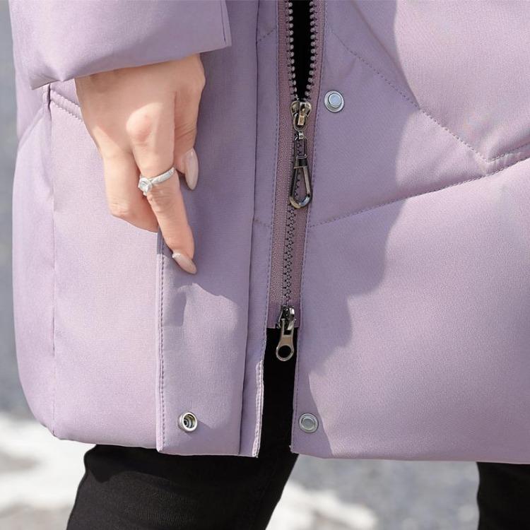 Elegant Vintage Women Down Coat Puffer Jacket Real Fur Collar Thick Warm Winter Plus Size Outerwear Middle Age Long Prakas