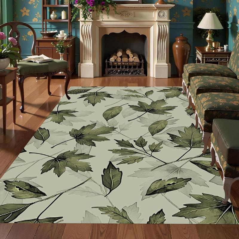 

Light Green Maple Leaf Area Rug Nature Inspired Botanical Pattern Soft Non-Slip Carpet for Living Room Bedroom Entryway 40x60cm