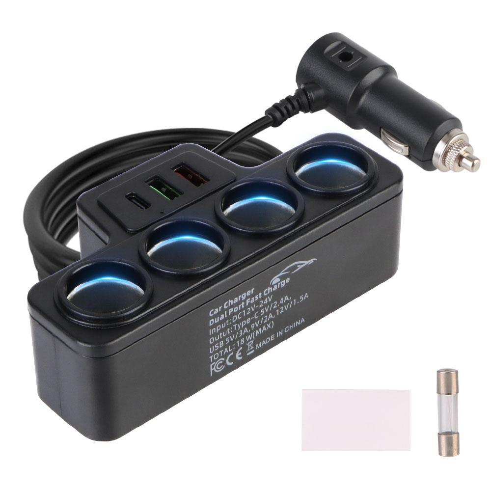 

120 Вт 12 В 24 В QC3.0+PD3.1A для телефона IPad USB быстрозарядный разветвитель автомобильные аксессуары многофункциональный автомобильный зарядный адаптер чёрный