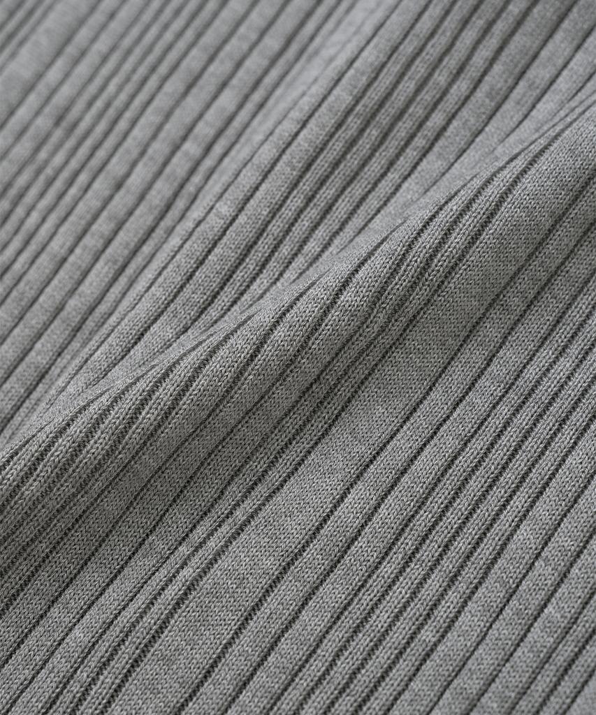 MILLO WOMEN Ribbed Layered Knit Top [Melange Gray]