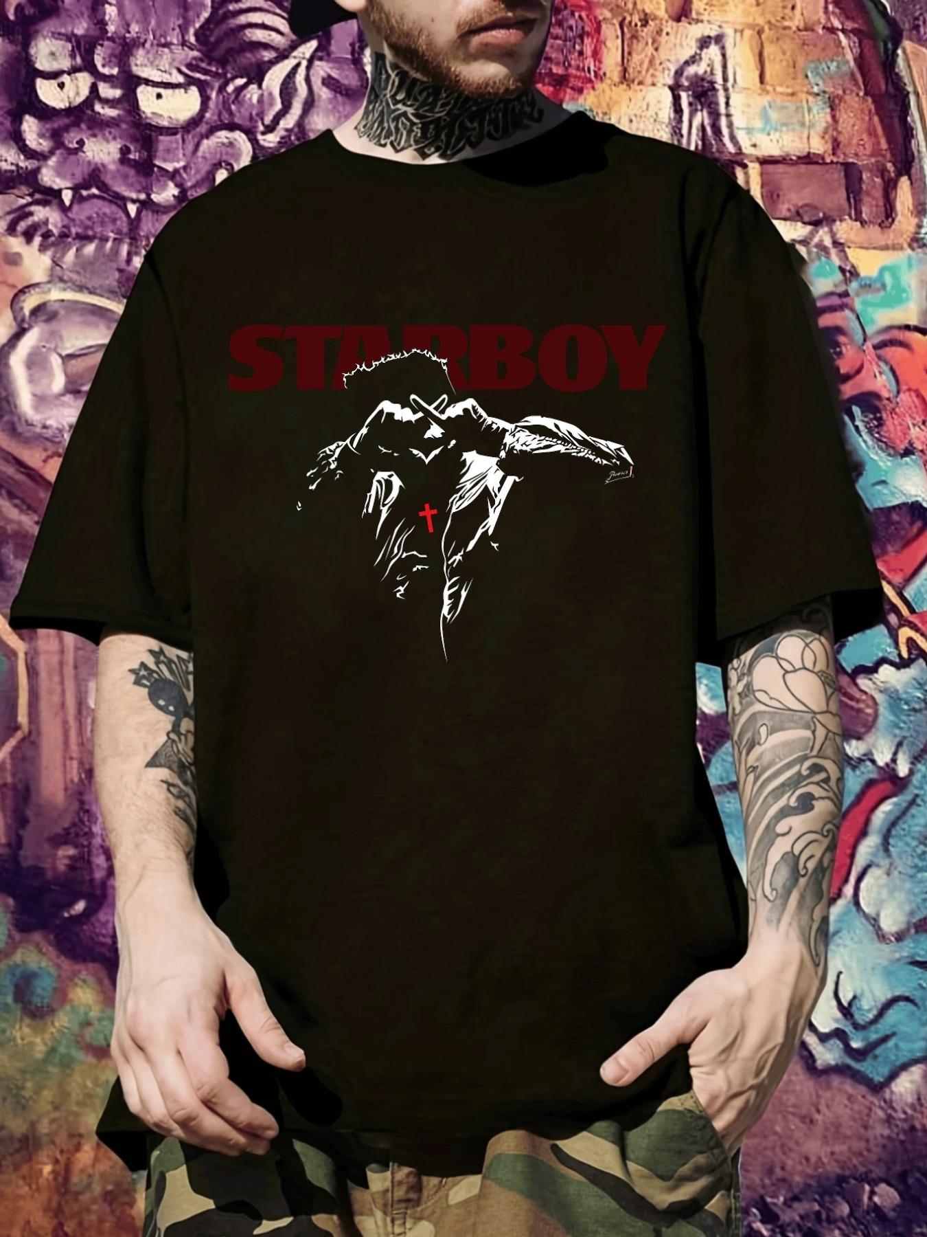 

Black Graphic Print T-shirt - Bold STARBOY Lettering - Soft Everyday Tee for Concerts XXL