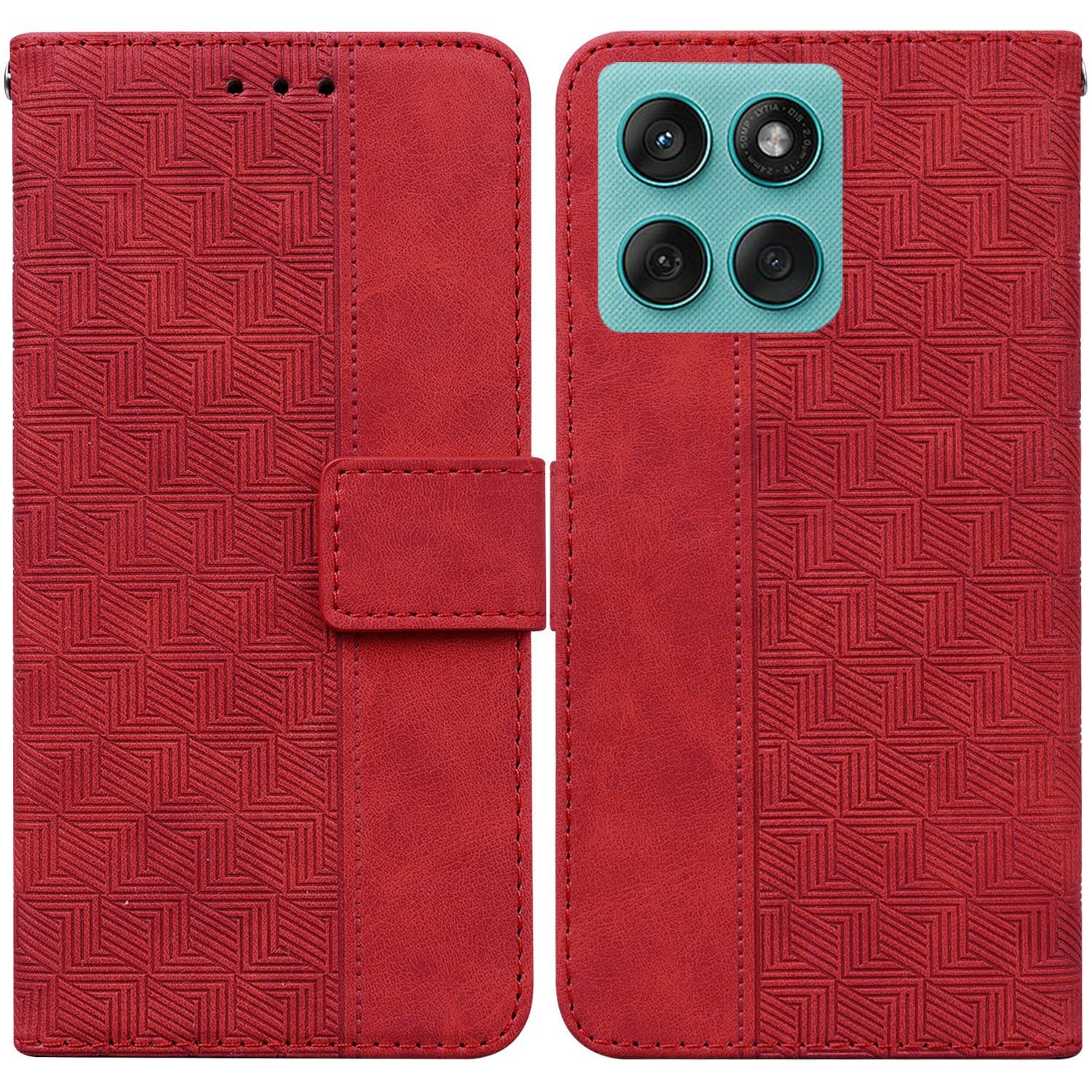 

For Motorola Edge 60 5G/60 Fusion 5G Case Geometry Pattern Leather Wallet Phone Cover with Wrist Strap F