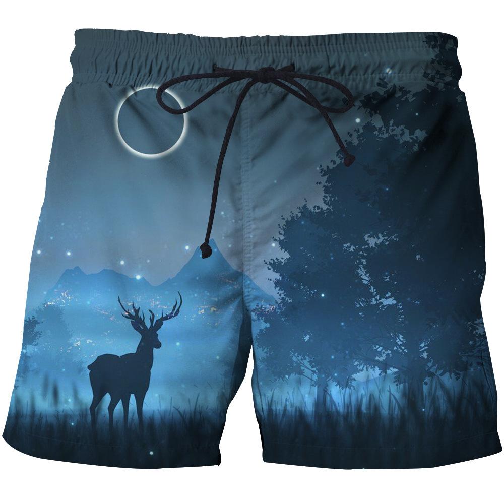 Herren Sommer Elchmuster Strandhose 3D Digital bedruckte Sporthose