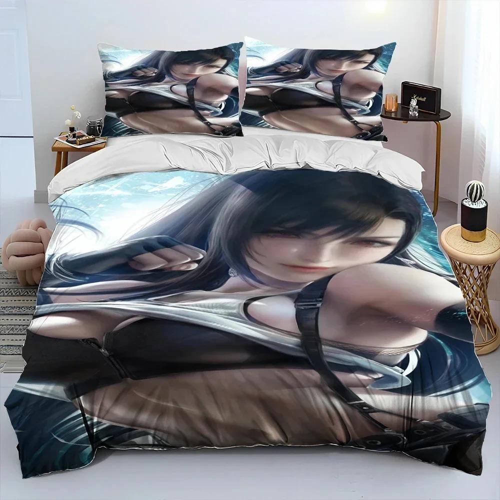 3D Print Anime Game Tifa Aerith Sexy Girl Lace Bedding Set Duvet Cover Bed Set Quilt Cover Pillowcase Comforter king Queen Size