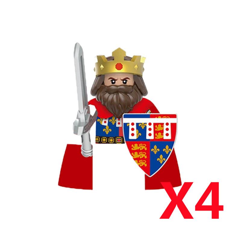 Medieval Castle MOC Building Blocks Wolf Warriors Soldier Figure Crusader Knights Horse Flag Vests Shield Weapon Toys Gifts T022