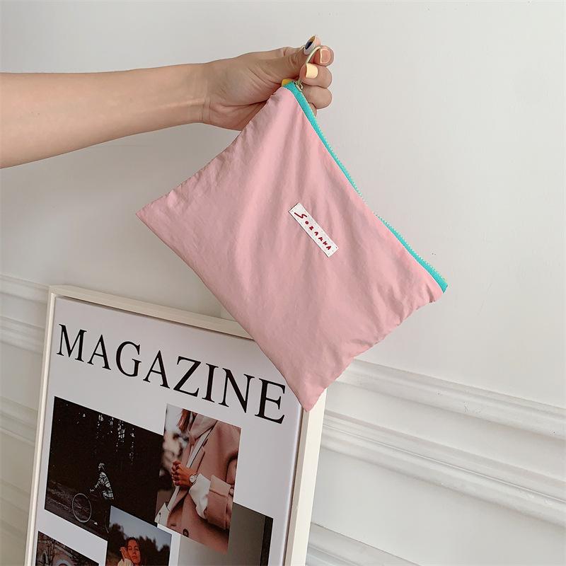 Korean niche design ice cream color cosmetic bag small object storage bag letter clutch bag change bag