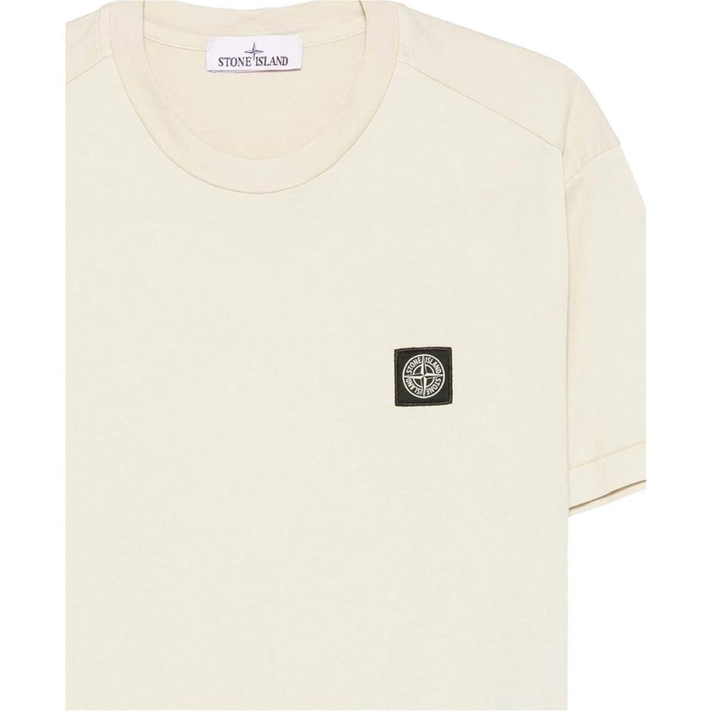 Stone Island Logo Crew Neck Short Sleeve T-Shirt Men Tops Beige K1S1521000-39S0013-V0095