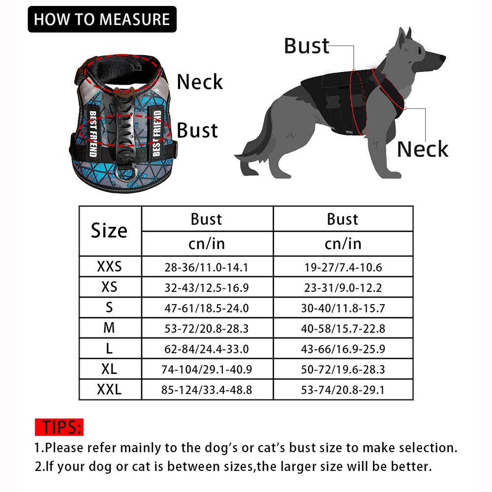 Military Training Style Nylon Pet Harness, Camouflage Dog Harness, Reflective Patches, Dog Collar, NoPull Rubber Handle
