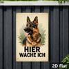 Vintage German Shepherd Metal Sign HIER WACHE ICH Home Wall Decor