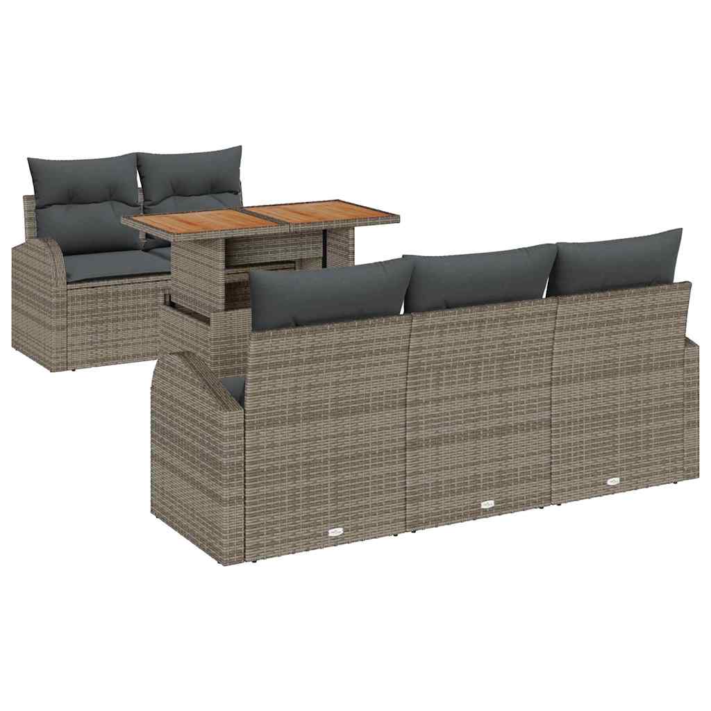 Garden Sofa Set with Storage 6 pcs Grey Poly Rattan