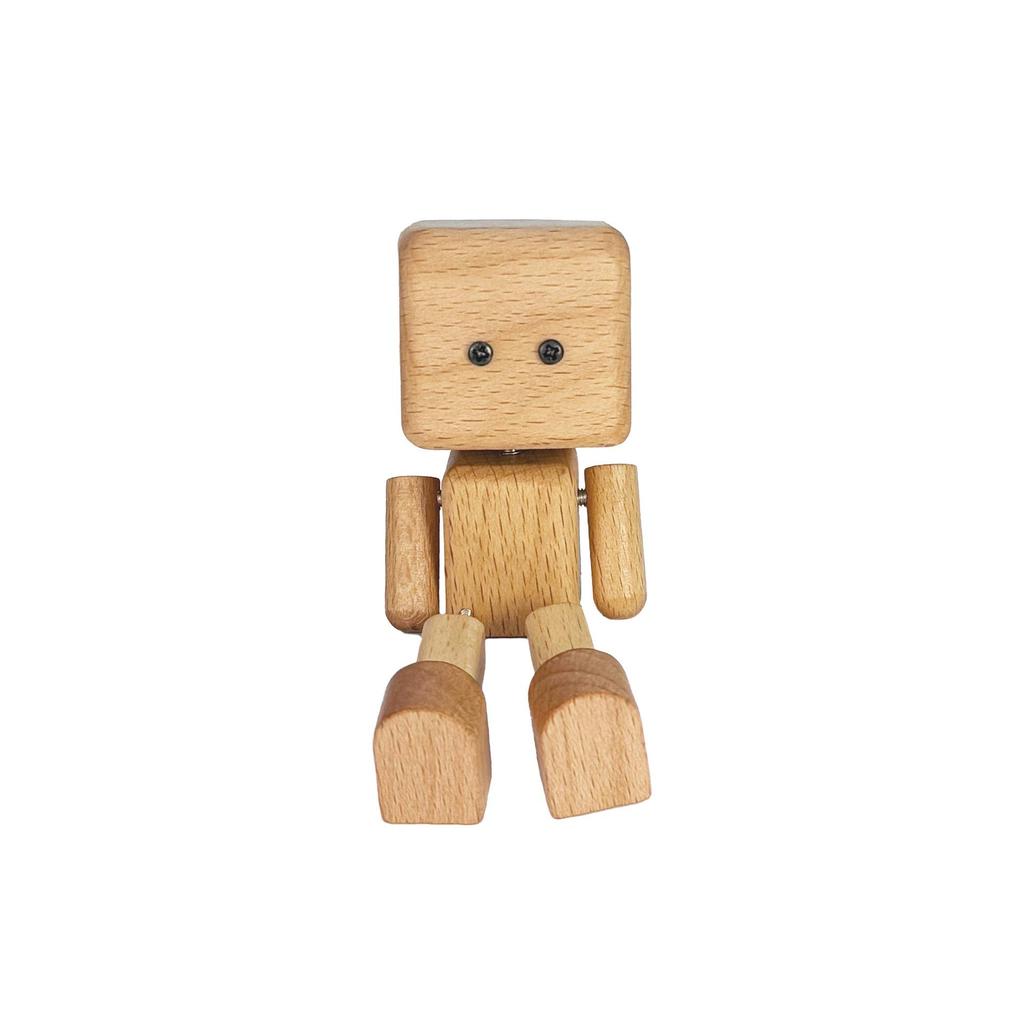 Solid Wood Swinging Leg Robot Car Air Freshener Ornament