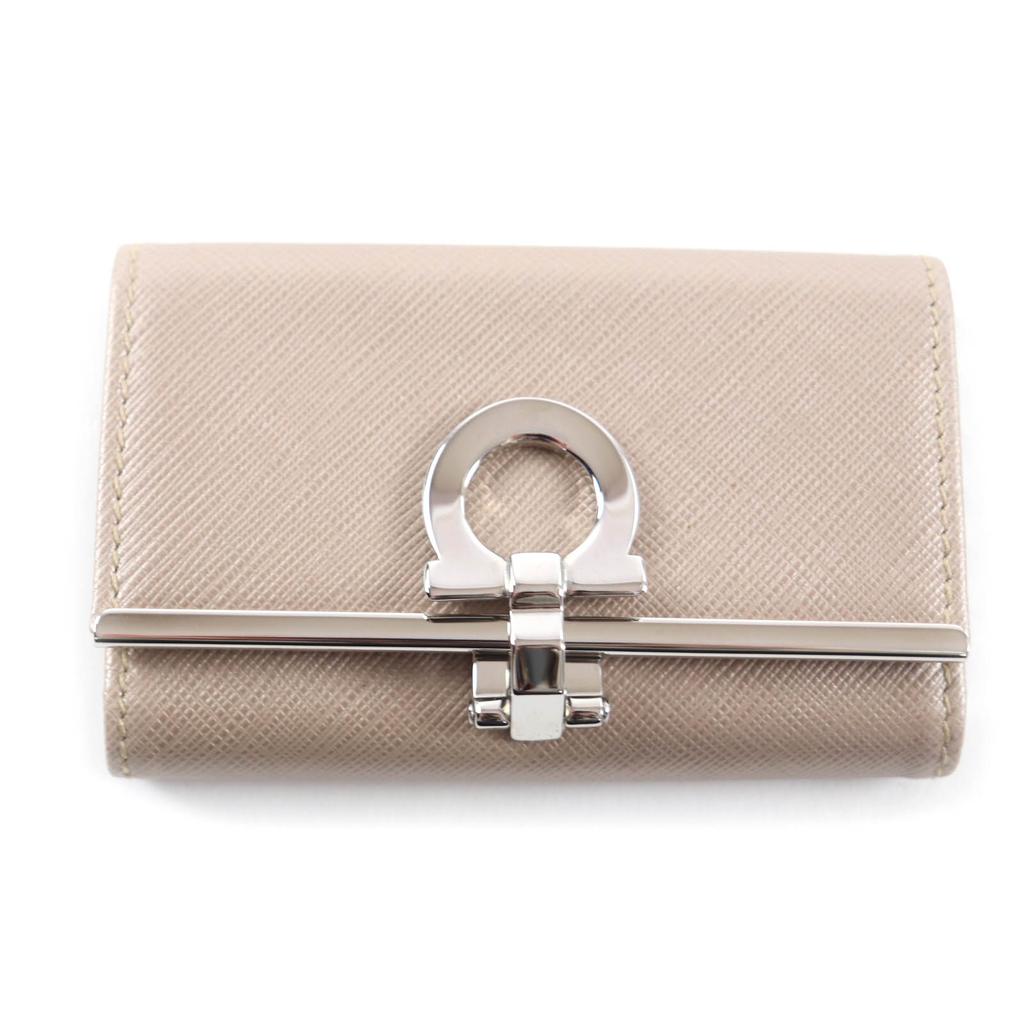 Excellent Porte-clés Salvatore Ferragamo Cuir Doré Champagne Femme 224627 Occasion
