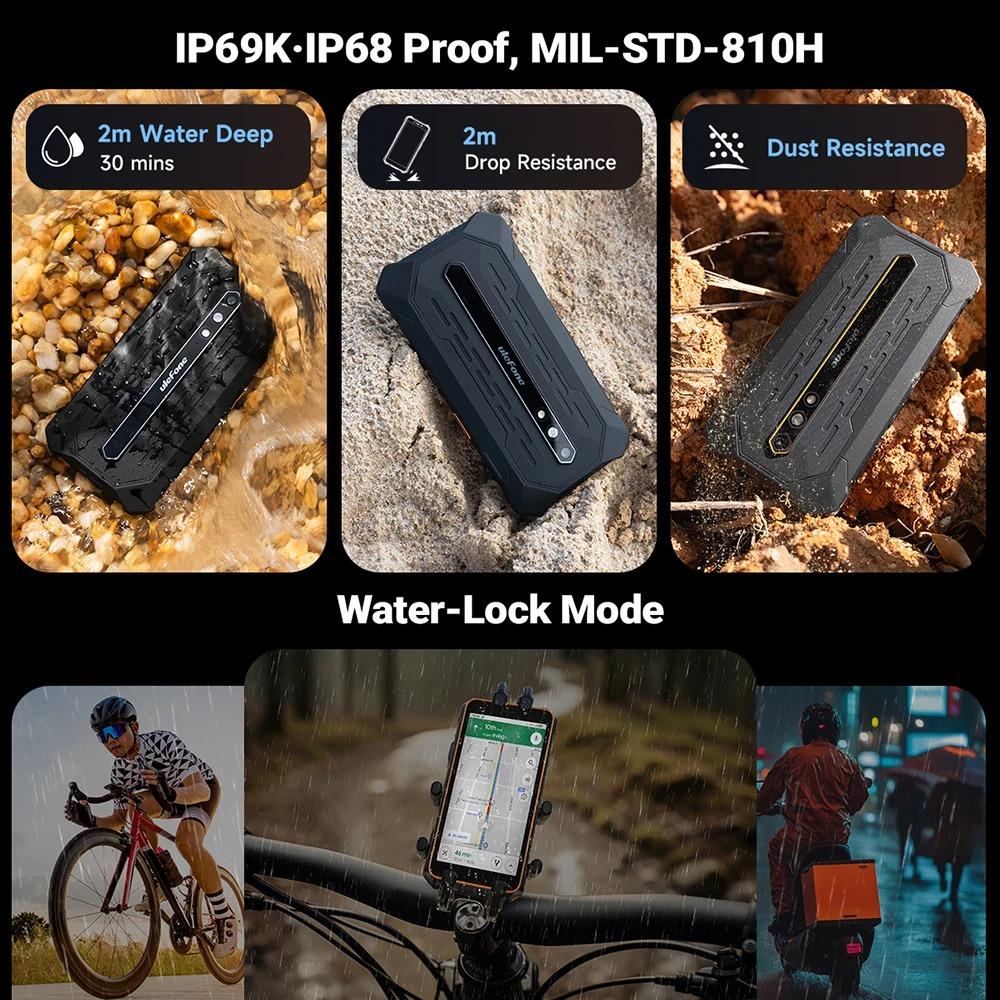 Ulefone RugKing 2 Pro AI Rugged Phone Android 15 4G Up to 8GB RAM+128GB ROM Waterproof Smartphone NFC 5.45"4G Global 4550mAh