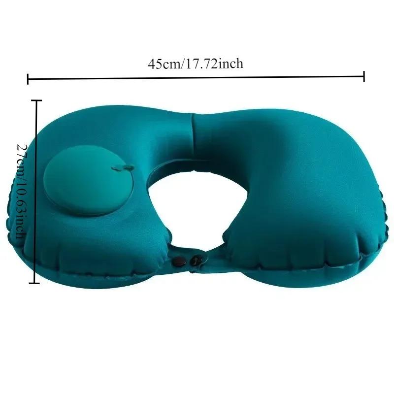 1pc U-shaped Inflatable Travel Pillow Portable Push-type Support Cushion Travel Outdoor Folding  Neck Pillow Throw Pillow