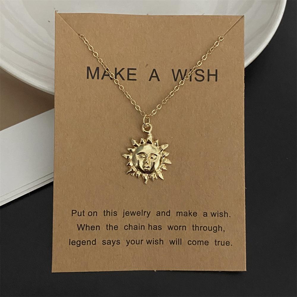 Moon Star Pendant Necklace for Girl Women Golden Color Various Design Link Chain Choker Necklace Gift for Friend Fashion Collar