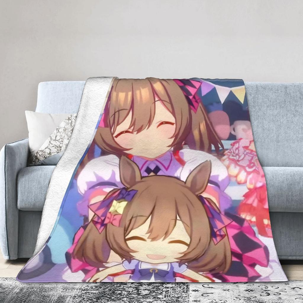 Umamusume Pretty Derby Cartoon Blanket Flannel Printed Portable Soft Throw Blanket for Bedding Bedroom Rug Piece