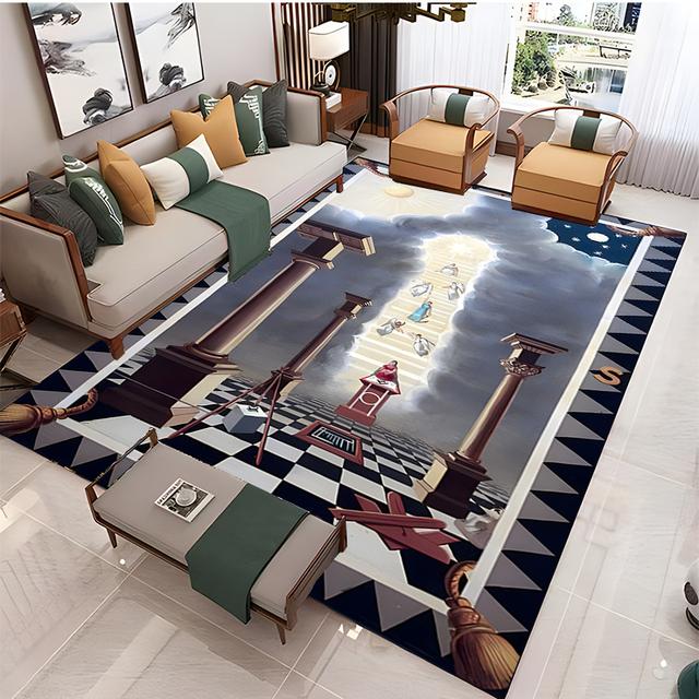 Modern Masonic Living Room Home Decoration Sofa Table Large Rug Bathroom Non-slip Floor Mat