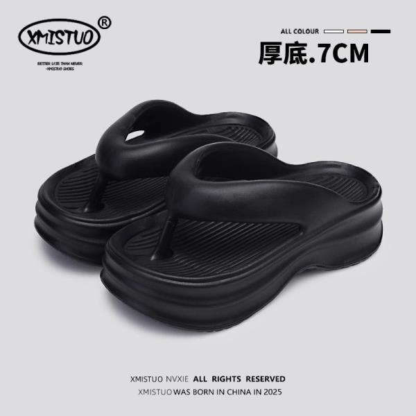 Fashion Flat Shoes Female Rubber Flip Flops Slippers Heels Platform Summer Clogs Woman Pantofle Slides Hawaiian High Beach 2025 Female S