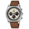 CASIO EDIFICE 100 meters waterproof date display Quartz leather strap men's watch white dial EFB-730L-7AV