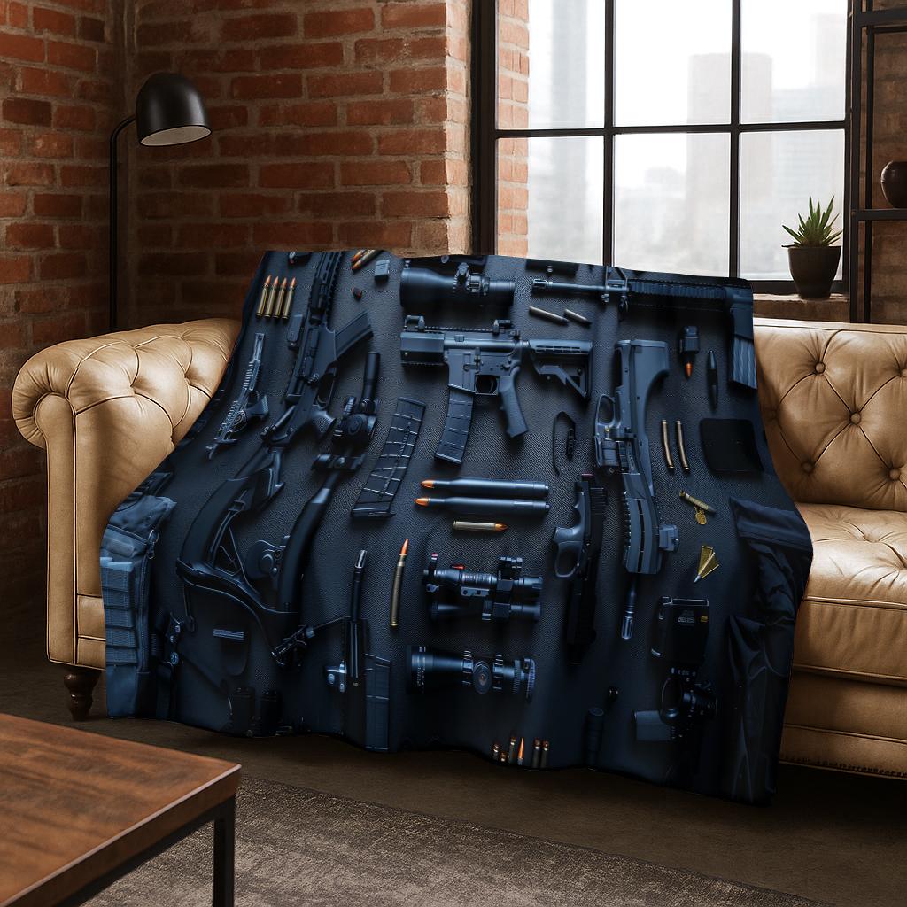 Wood Metal Gun Case Box Military Equipment Flannel Blanket,Cozy Soft Throw Blanket for Home Bedroom Bed Sofa Picnic Cover Gift