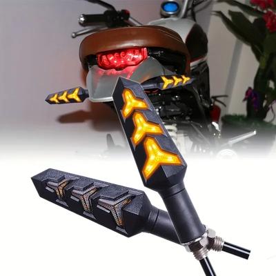 2pcs 12V Motorcycle Universal LED Flowing Turn Signal Lights Arrow Blinkers Warning Lights Accessories