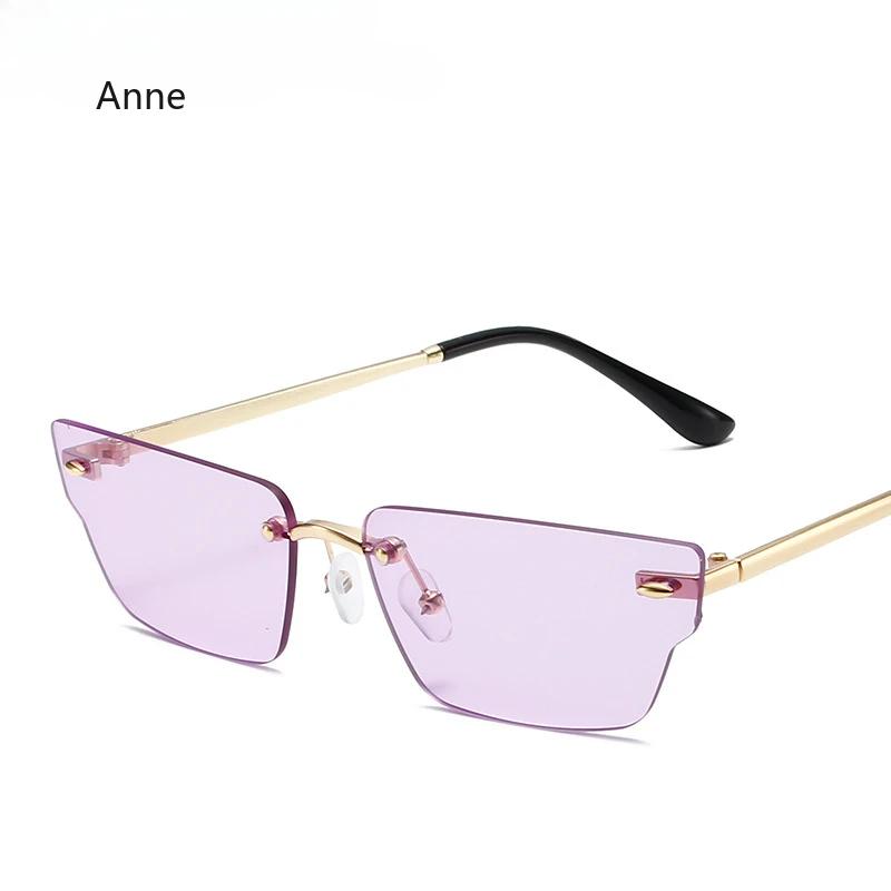 Retro Irregular Small Rectangle Women Sunglasses Fashion Rimless Clear Ocean Gradient Lens Shades UV400 Men Sun Glasses gafas