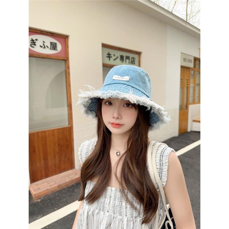 Hat, Women's Fringed Denim Hat, Fisherman Hat, Big Brim Basin Hat