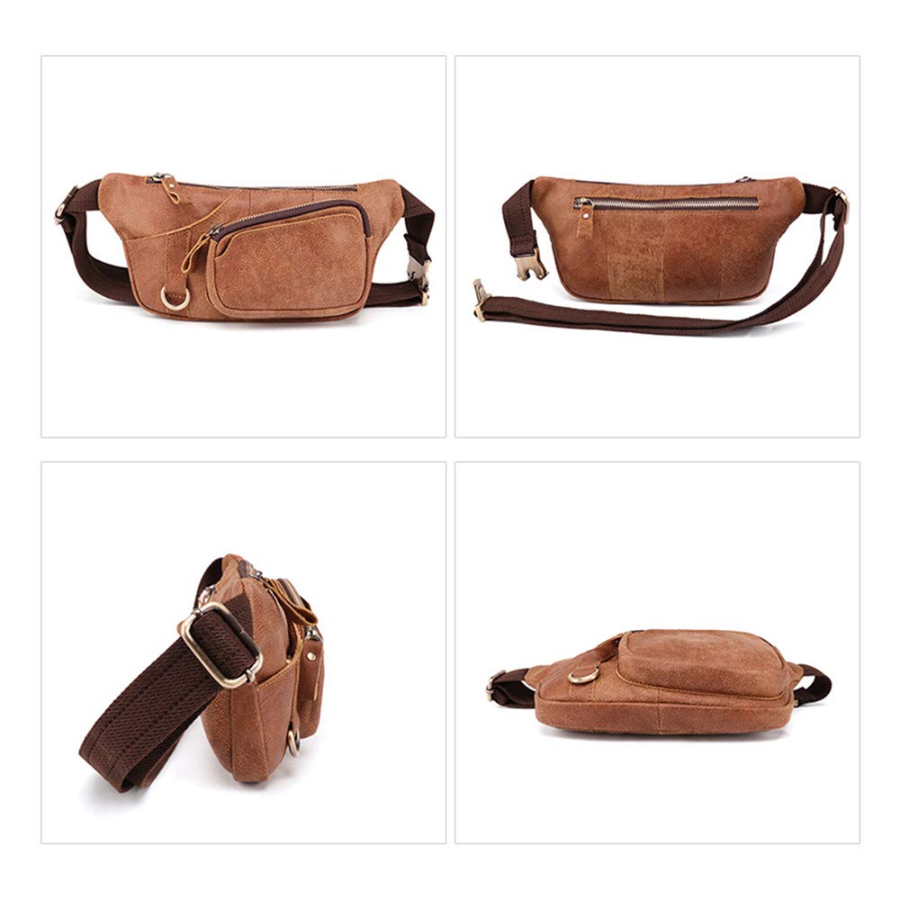 Whatna 3way Natural Cowhide Body Shoulder Bag Waist Pouch Genuine Leather Thick Leather Crossbody Bag Sports Bag Bicycle Casual Excursion Travel