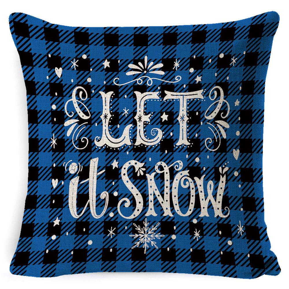 Christmas Pillowcase, Home Bedside Cushion, Linen Short Plush Printed Halloween Sofa Pillow
